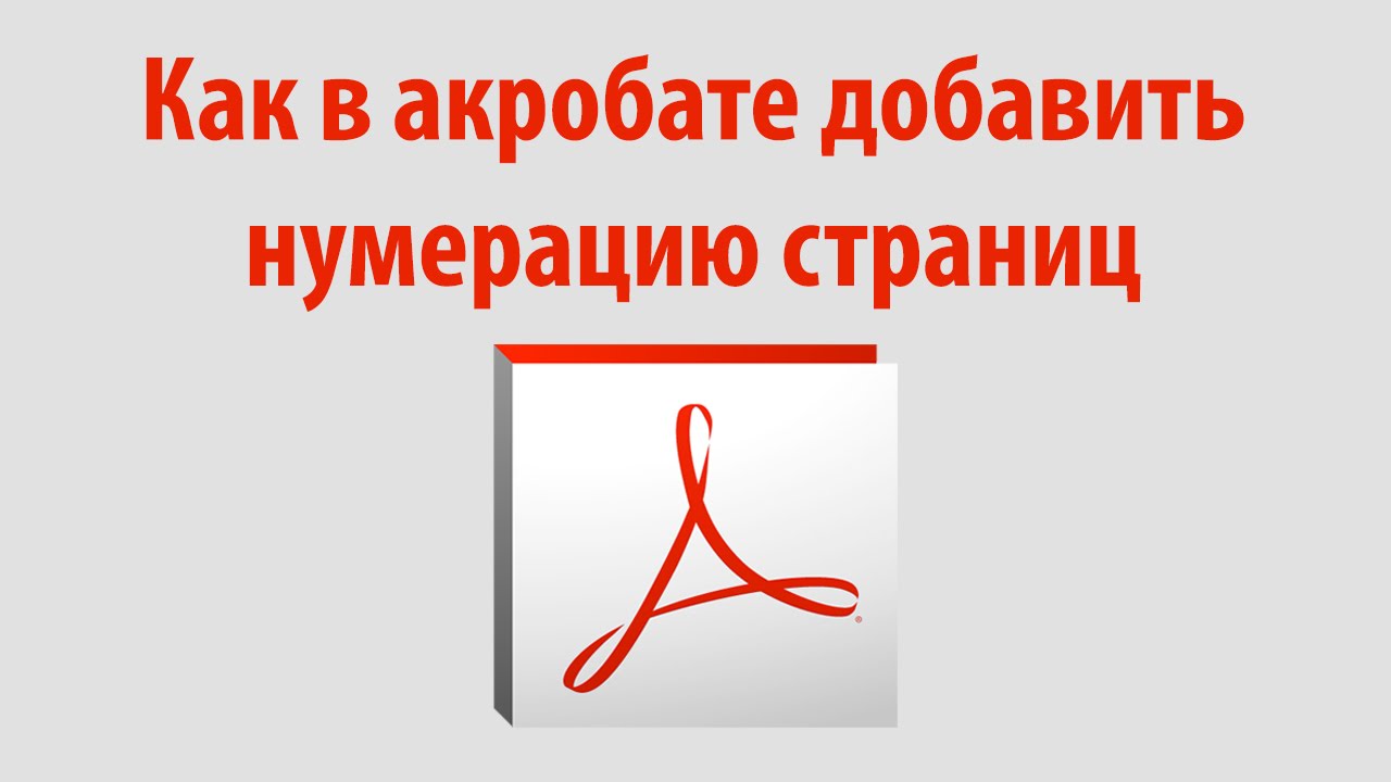 Как в акробате добавить нумерацию страниц