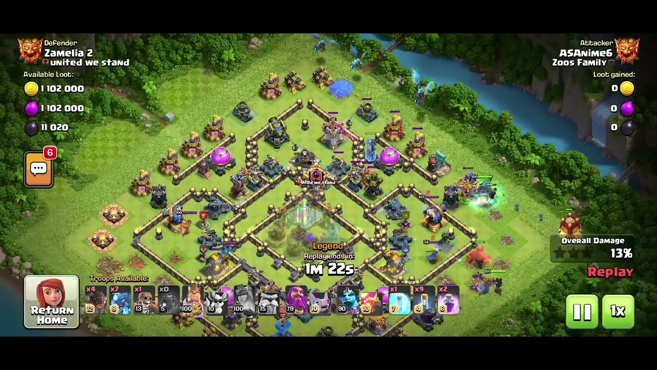 COC. TH18 legend modifier 3 stars attacks. Electrodragons with totems. No maxed heroes.