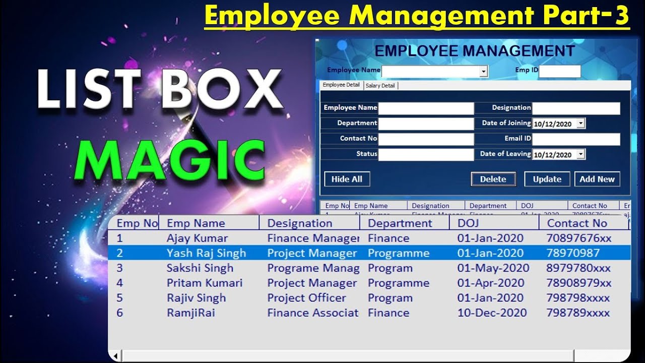 Magic of List Box | Employee Management Part-3 | In Excel | In Hindi