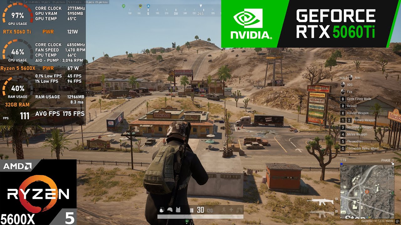 RTX 5060 Ti 16GB + Ryzen 5 5600X : PUBG