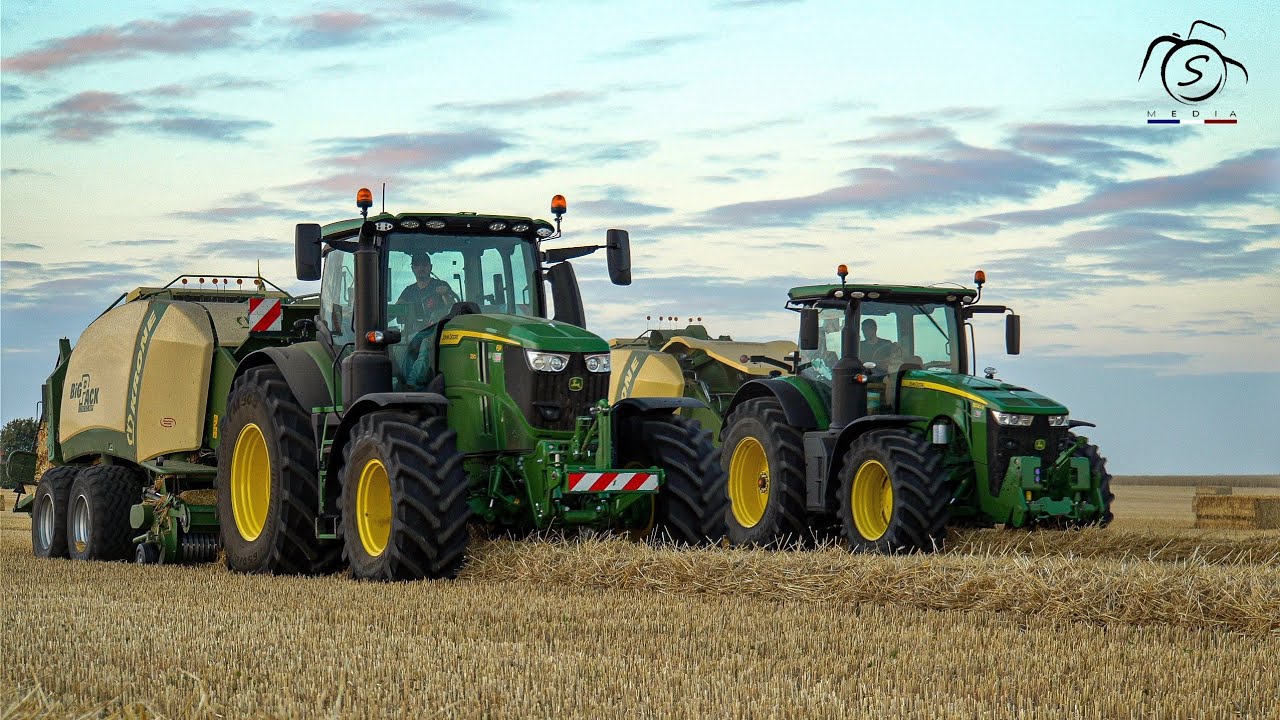 🟢🟡 2X John Deere / Krone BIGPACK, Pressage de paille 🌾