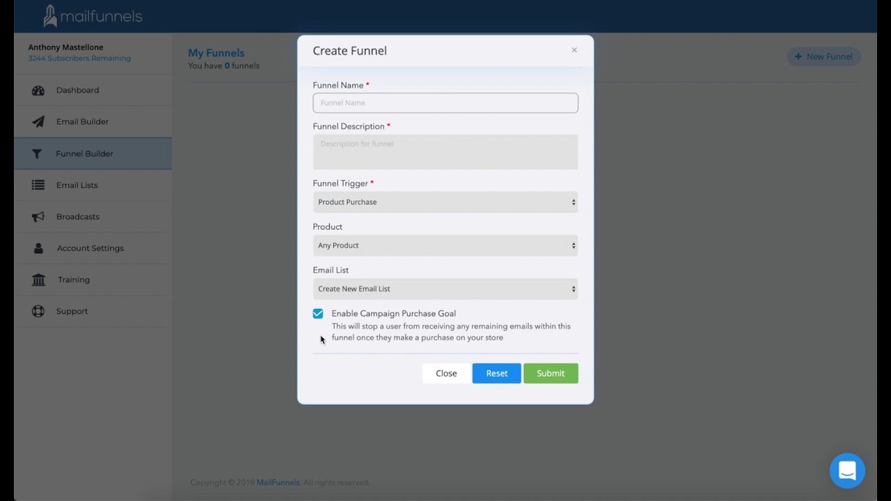 Campaign Purchase Goal Tutorial: Mailfunnels Email Marketing Update