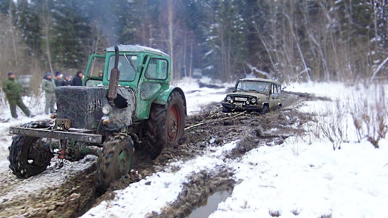 Реальное Русское бездорожье! Сломали УАЗ, пошли за трактором!? Брод, грязь, бездорожье, оффроад