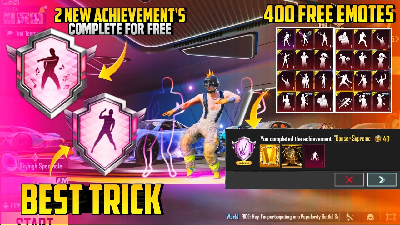 Get Free 400 Emotes | How To Complete ( Dancer Supreme & Jive Master ) Achievement For Free | PUBGM
