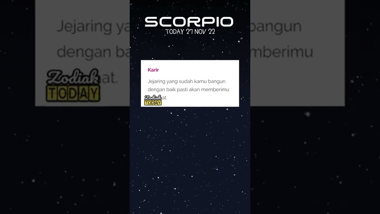Ramalan Zodiak SCORPIO Hari Ini 27 November 2022