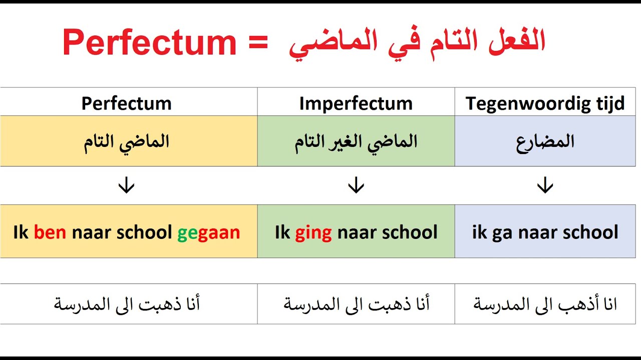 الماضي في اللغة الهولندية: الدرس 7 -- Perfectum