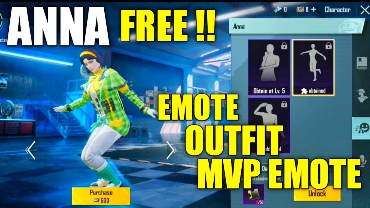 ANNA CHARACTER : Emotes, Outfit, Price, Mvp Emote | How to Get free anna character in bgmi