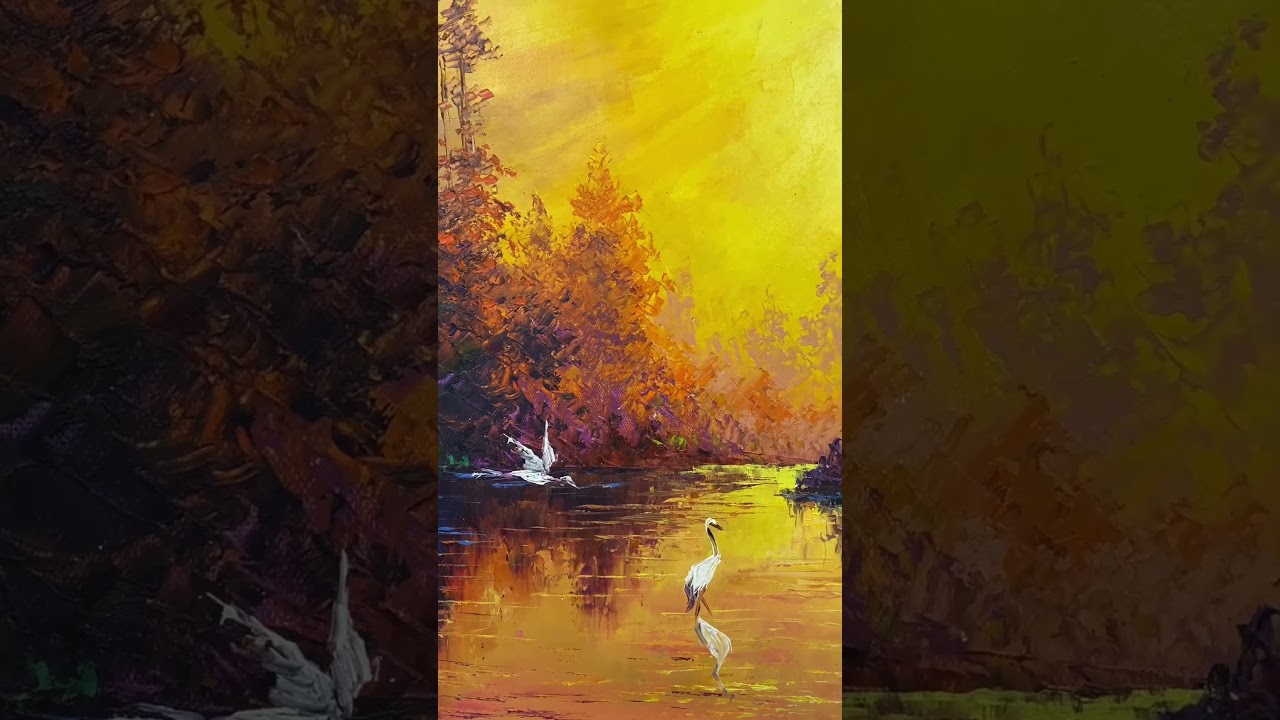 Stunning Golden Forest Sunset | Dramatic Landscape Oil Painting #painting #art #oilpainting
