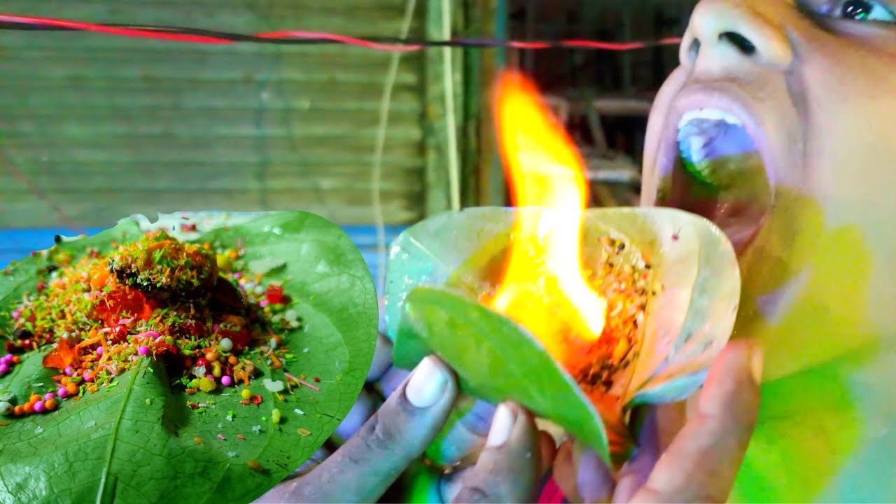 FLAMING FIRE PAAN with 28 Spices | Betel Leaf Mouth Freshener in Dhaka - Bangladeshi Street Food