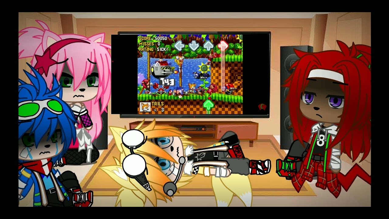 Sonic and friends react to Friday night funkin vs tails's lnsanity | gacha club 