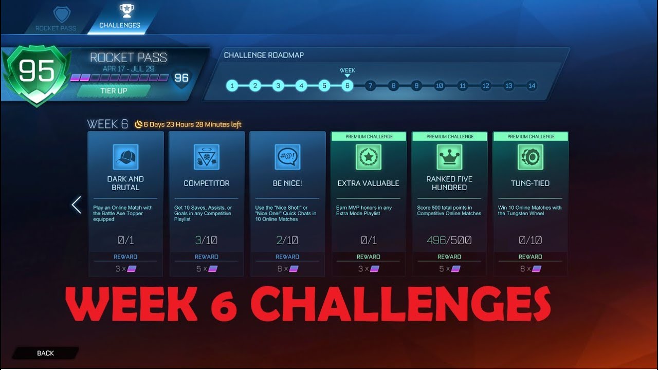 ROCKET LEAGUE WEEK 6 CHALLENGES SHOWCASE! (Premium Challenges)