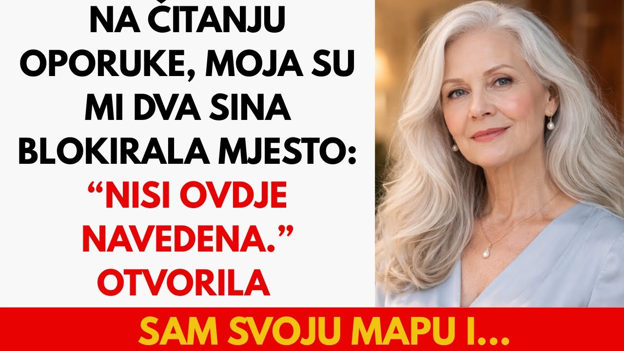 Na čitanju oporuke, moja su mi dva sina blokirala mjesto: “Ovdje te nema.” Otvorila sam svoju fasci…