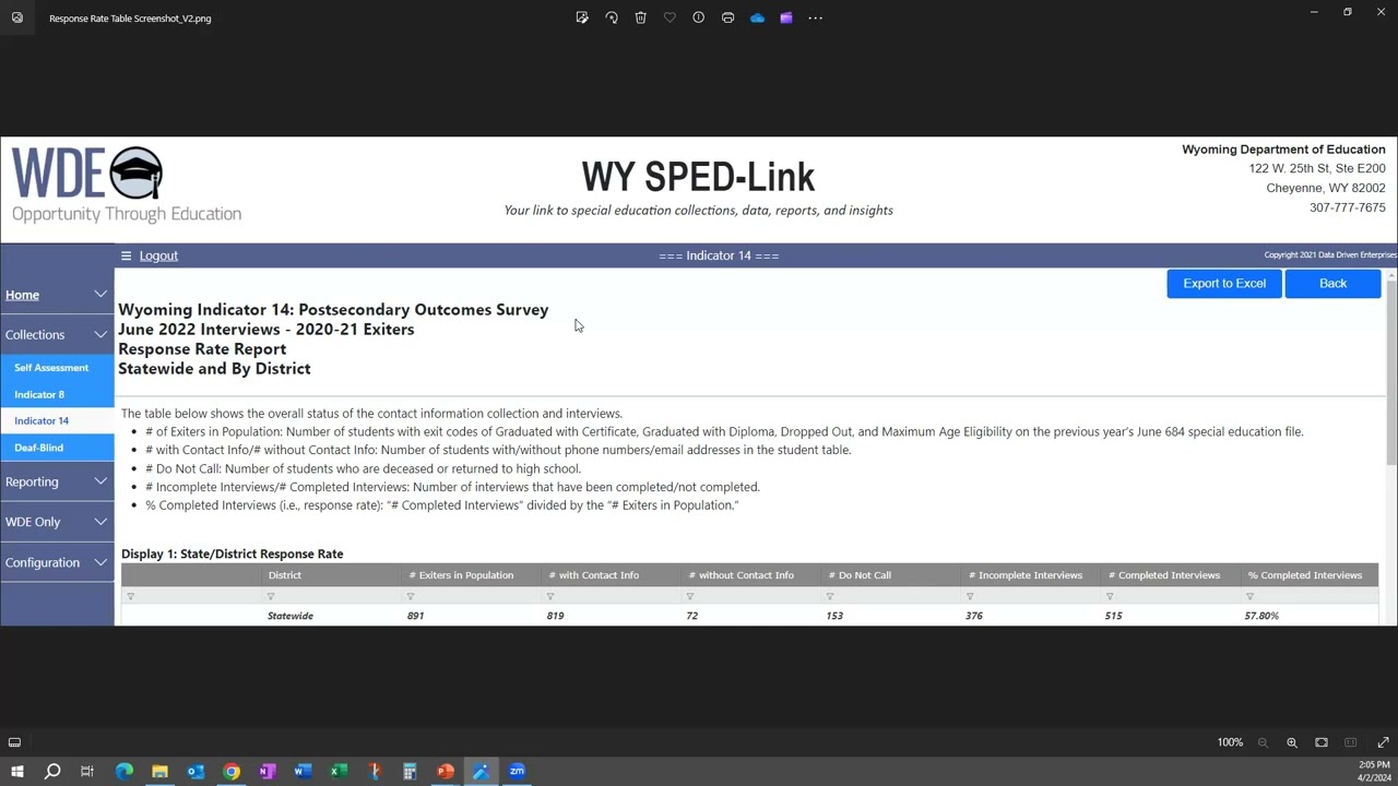 Indicator 14 - Part 1: Student Information Collection