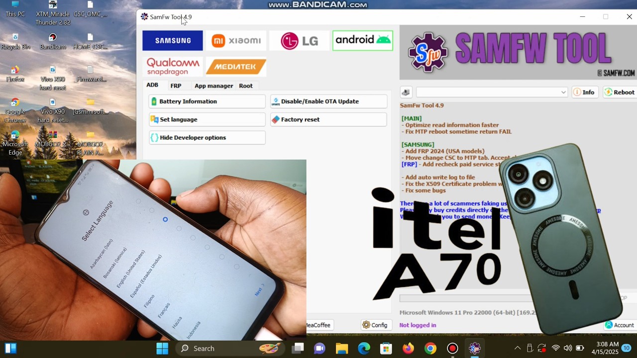 itel A70 frp bypass Samfw Done