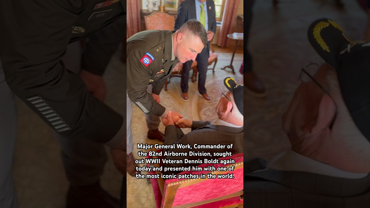 Major General Work, CDR, 82nd Airborne Division, sought out WWII Veteran Dennis Boldt again today.