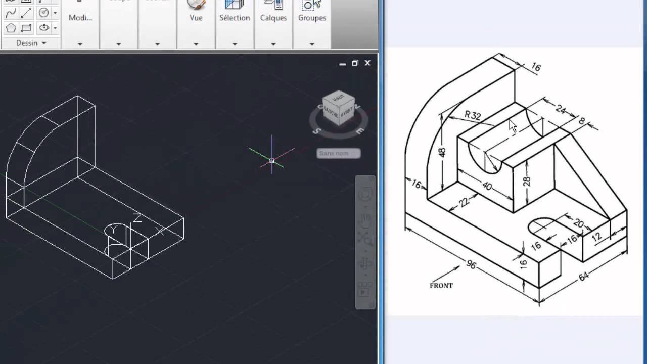 Leçon 2 Autocad :  comment réaliser une pièce 3D