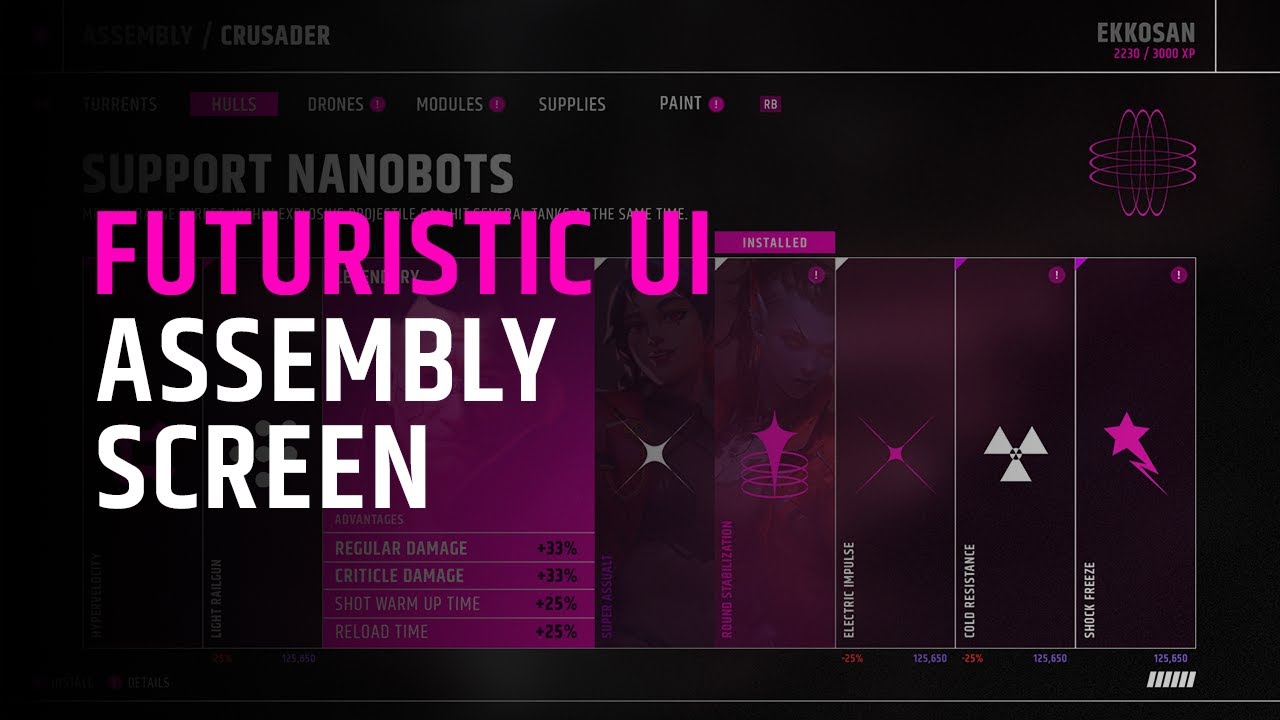 FUTURISTIC UI: Design Game Assembly Screen