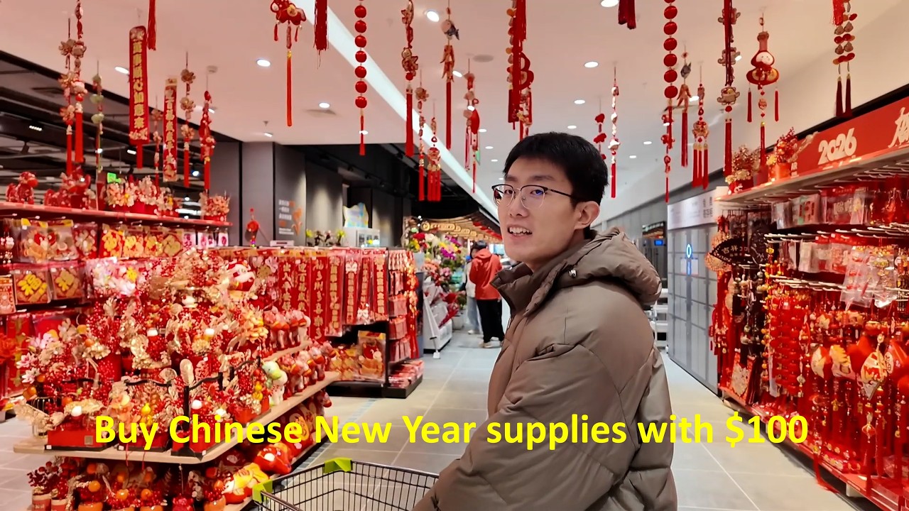 $100 Spring Festival Shopping Challenge 🇨🇳 #China#price#groceryshopping#chinesenewyear