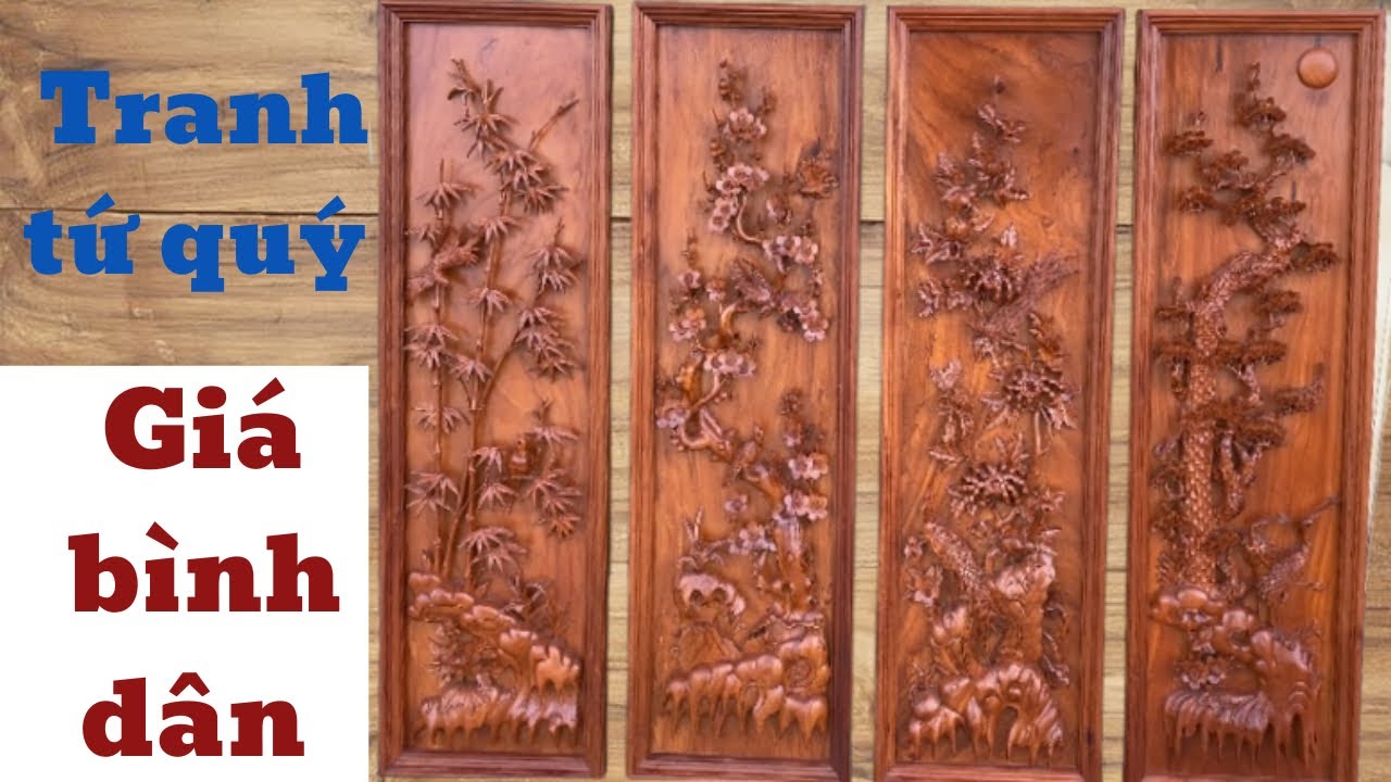 Đồ Gỗ Thái Thể Sale Sốc Tranh Tứ Quý Gỗ Gõ - Số Lượng Có Hạn