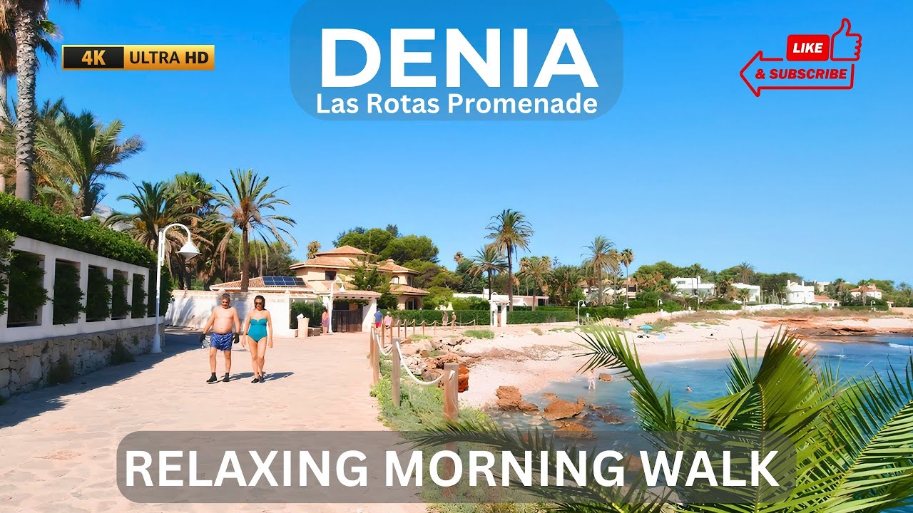 Denia Spain, Las Rotas Beach Promenade – 4K Video With Relaxing Music
