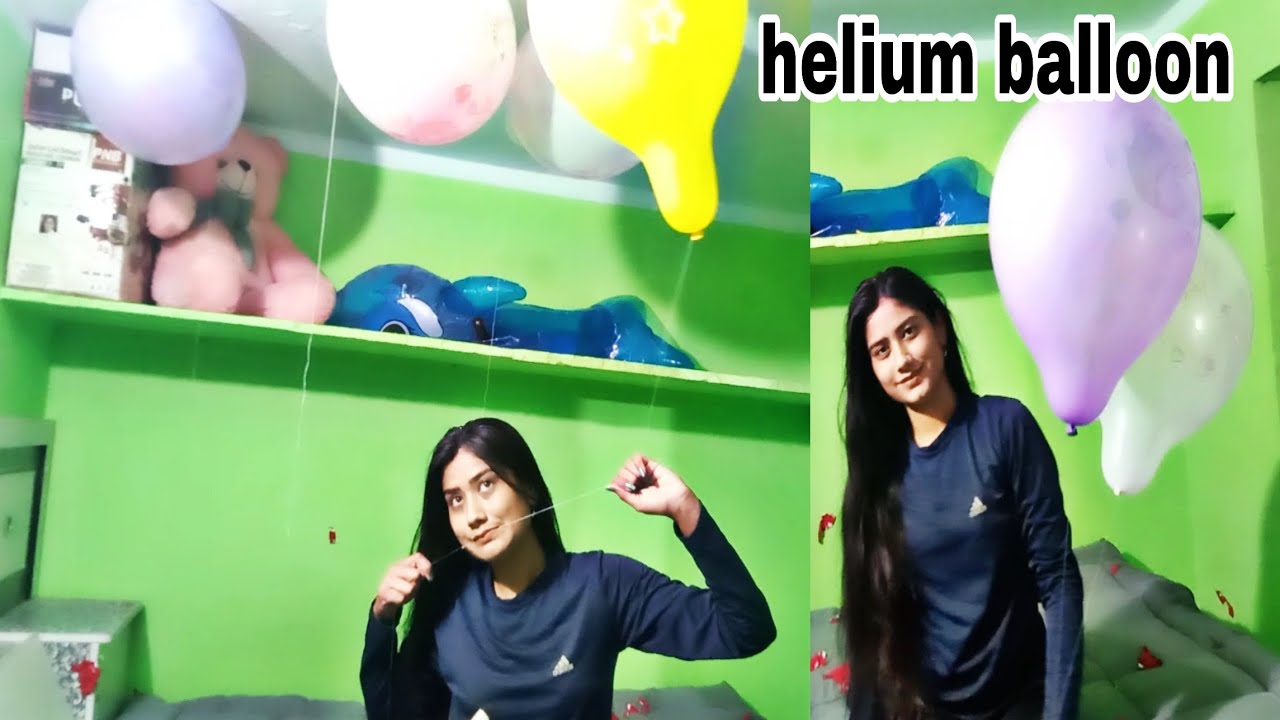 Blowing balloons by helium gas // helium gas balloons flying, blowed by helium & mouth| 