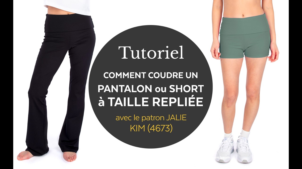 Comment coudre un pantalon évasé à effet ''taille repliée'' (Jalie patron 4673 Kim)