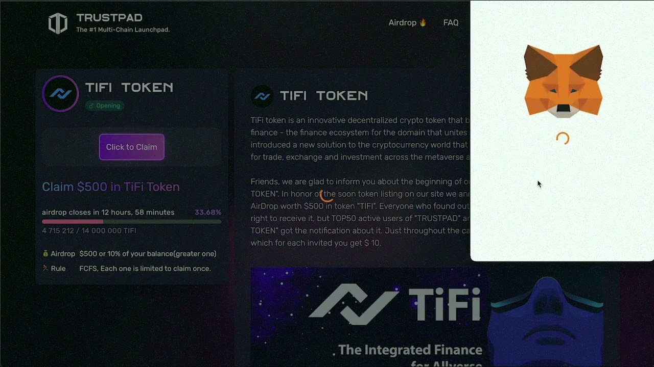 BEST AIRDROP CRYPTO PROJECT 2024 | TiFi Token TOKEN CLAIM 500