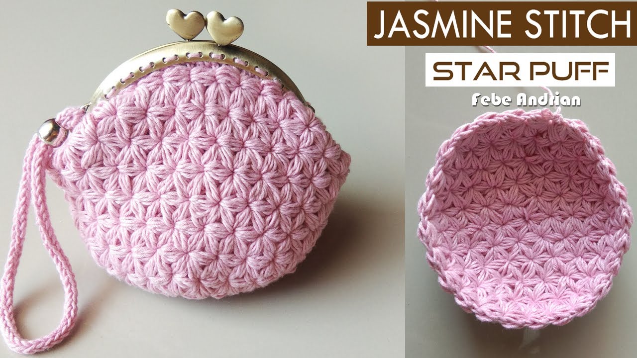 CROCHET : Dompet Koin Rajut Tusuk Melati ~ Jasmine Stitch