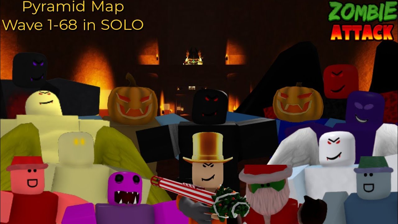 Pyramid Map + Wave 1-68 in SOLO || ROBLOX Zombie Attack