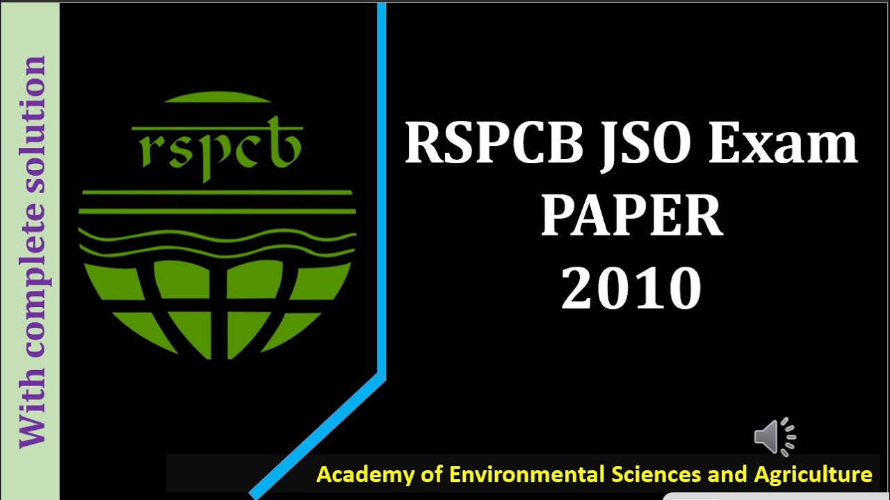 RSPCB JSO Paper 2010 I RSPCB JSO/JEE Exam 2023 I Pollution Control Board I