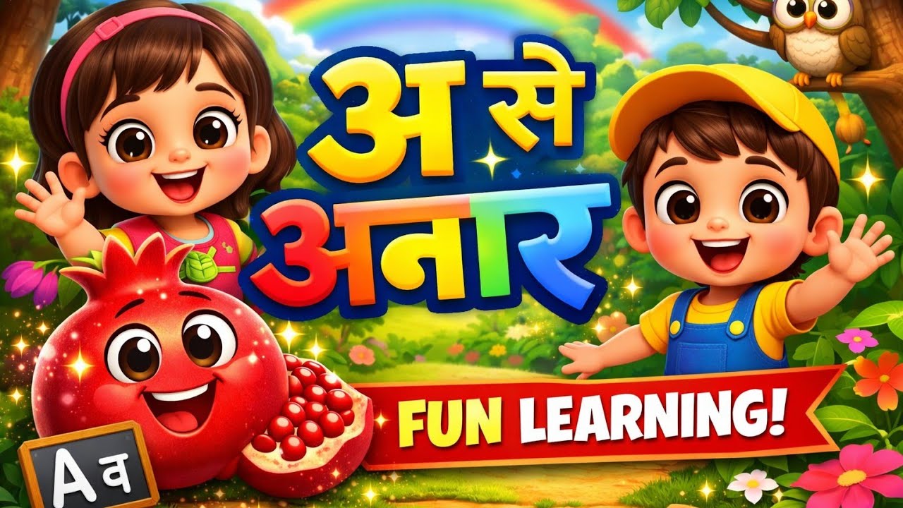 👉 अ से अनार | Hindi Alphabet Song for Kids | 3D Cartoon Learning Video | बच्चों की वर्णमाला
