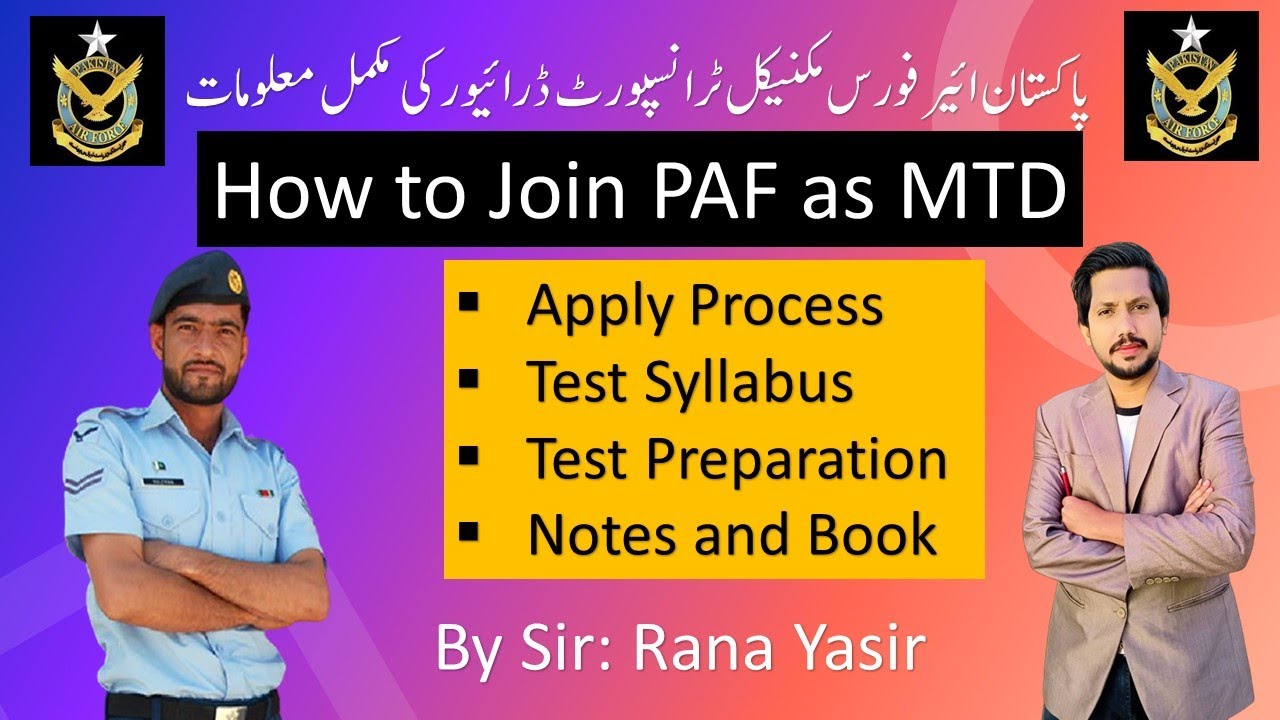 How to join PAF as MTD | Pakistan Air Force MTD | PAF Mechanical Transport Driver test preparation