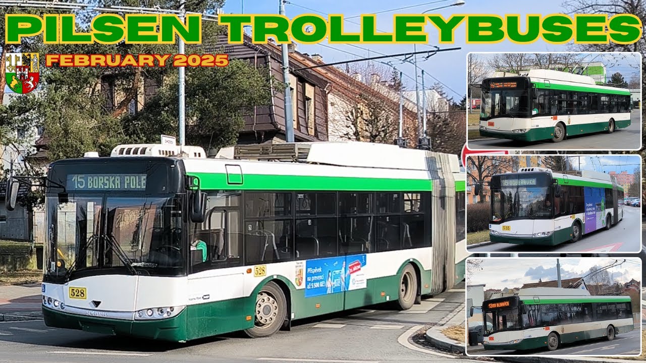 TROLLEYBUSES 🚎 in PILSEN 🇨🇿 in February 2025 - 4K