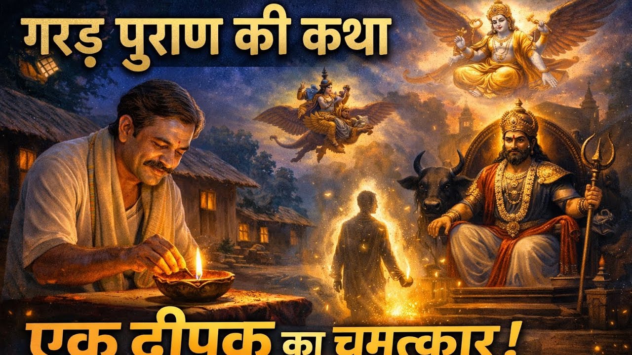 गरुड़ पुराण की कथा: एक दीप जिसने यमलोक का अंधकार मिटा दिया#ai #trending #bhakti 