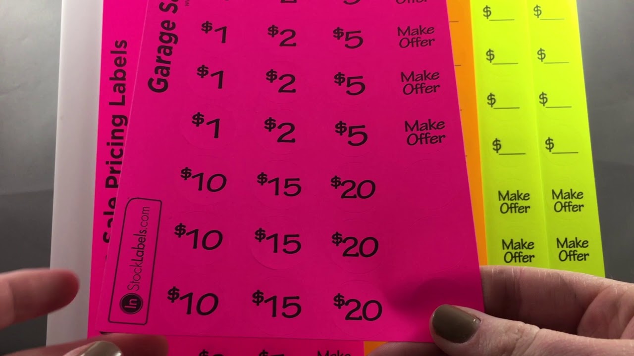 Prepare for a Garage Sale | Price Stickers in Different Colors
