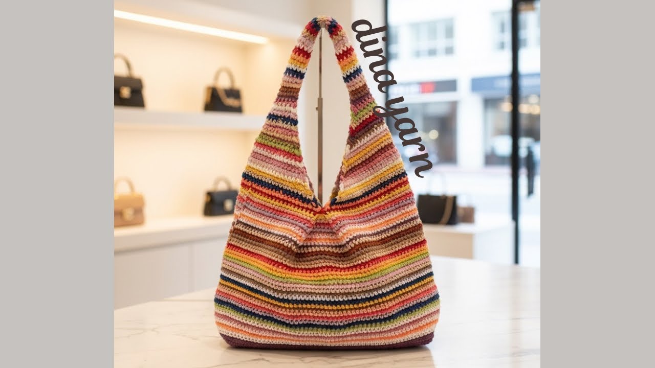 شنطه كروشيه بألوان مبهجه لكل خروجات الصيف خطوه بخطوه للمبتدئين Colorful Crochet Bag Tutorial