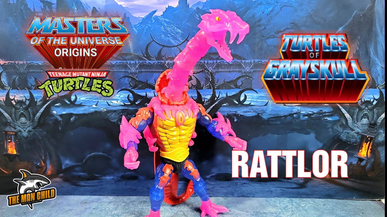 MOTU Origins Turtles of Grayskull RATTLOR Figure Review with Parts swapping!