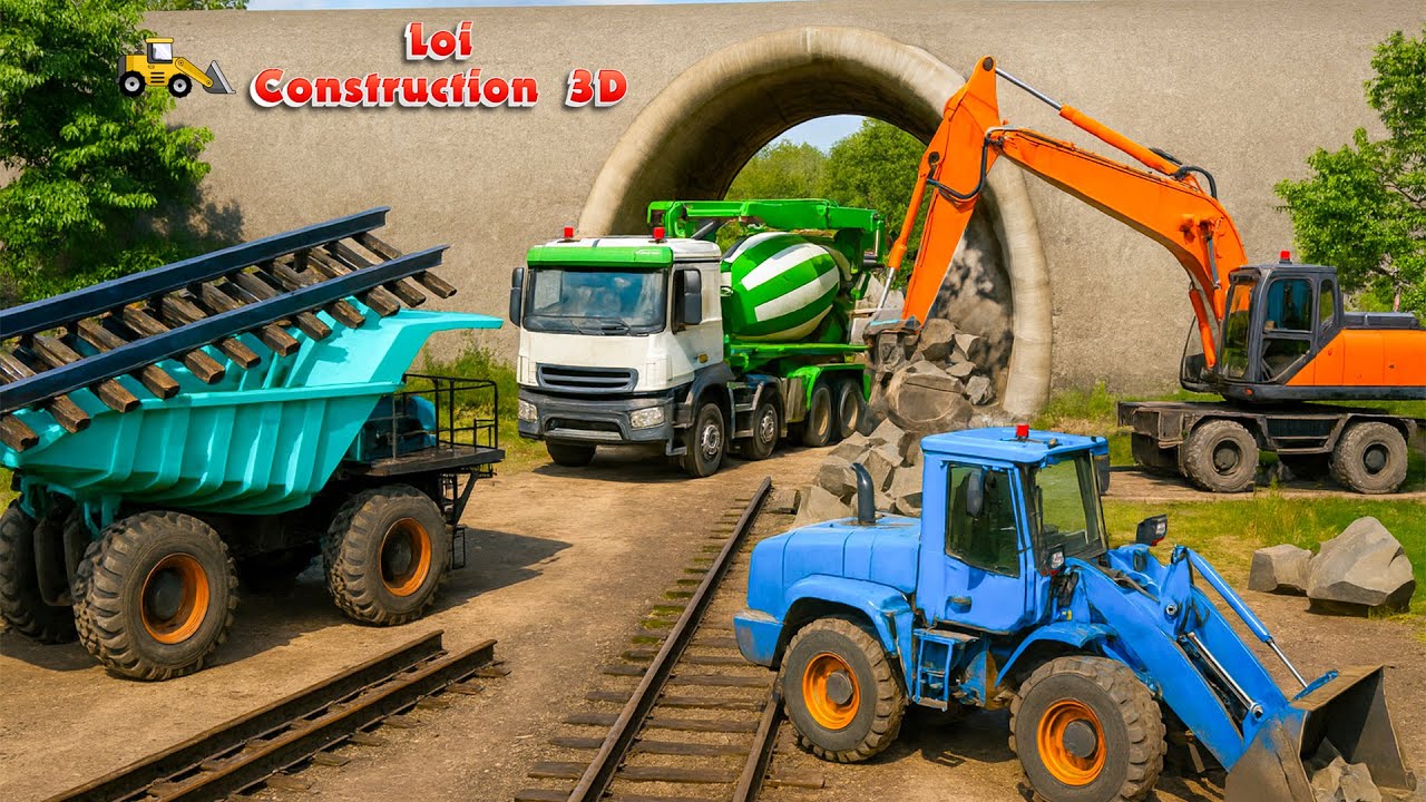 🏔️ Mega Mountain Tunnel! Heavy Excavator & Bulldozer Team Up | Construction Vehicles