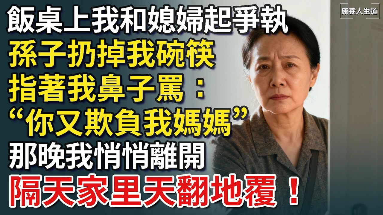 飯桌上我和媳婦起爭執，孫子扔掉我碗筷，指著我鼻子罵：“你又欺負我媽媽”，那晚我悄悄離開，隔天家里天翻地覆！【康養人生道】 #康養人生道 #上了年紀該明白的事 #養老 #聰明老人 #長壽秘密 #延壽