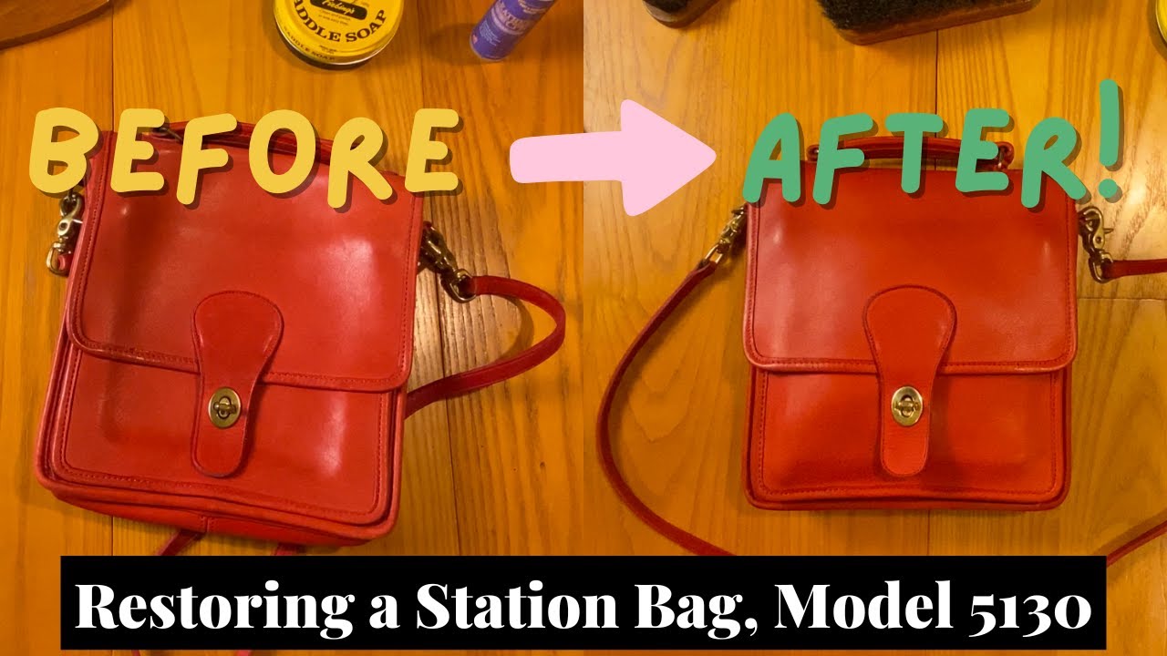 Restoring a Vintage Coach Station Bag in Beautiful, RARE Red Leather | Model 5130