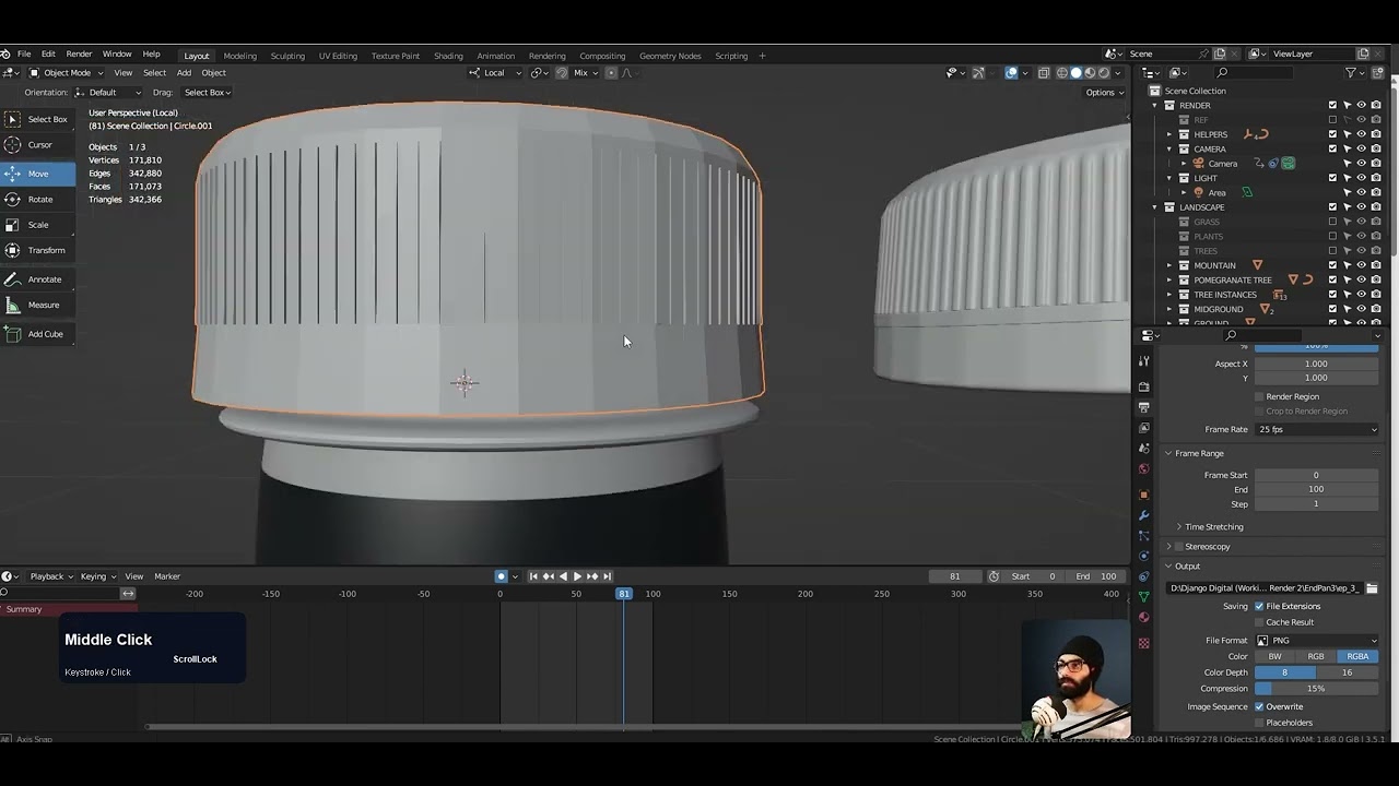 Cap with Ridges in Blender (sort of works)