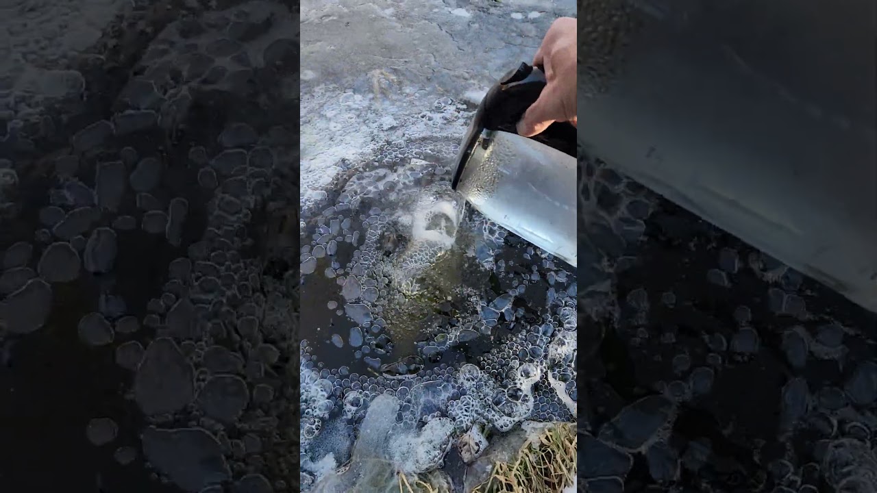 Ice on pond, what to do. DON'T USE A HAMMER! #Pondbuilders #nature #water #diy