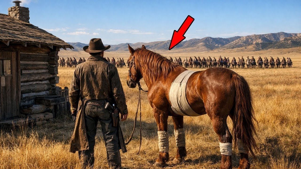 Fazendeiro encontra cavalo ferido. Dia seguinte, dono cerca fazenda com 100 guerreiros.