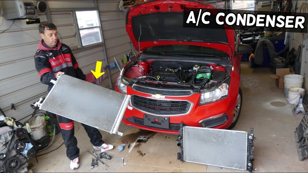 CHEVROLET CRUZE AC CONDENSER REPLACEMENT REMOVAL. CHEVY SONIC AC CONDENSER