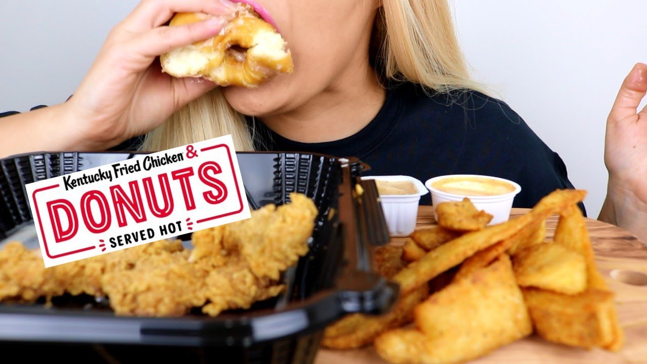 KFC CHICKEN TENDERS AND DONUTS ASMR MUKBANG (NO TALKING)