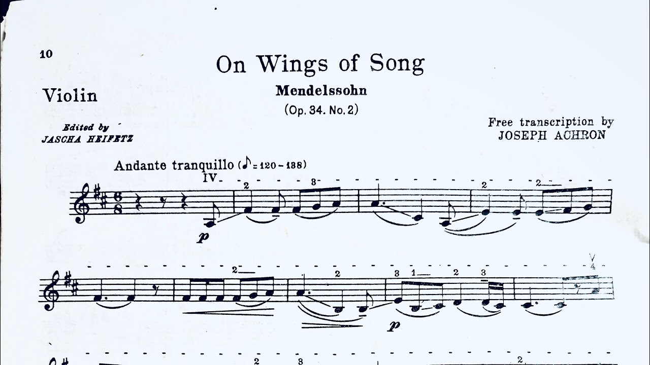Mendelssohn On Wings of Song, 77th HKSMF violin solo grade 7 N216, 2025香港校際音樂節 小提琴獨奏七級, 附樂譜