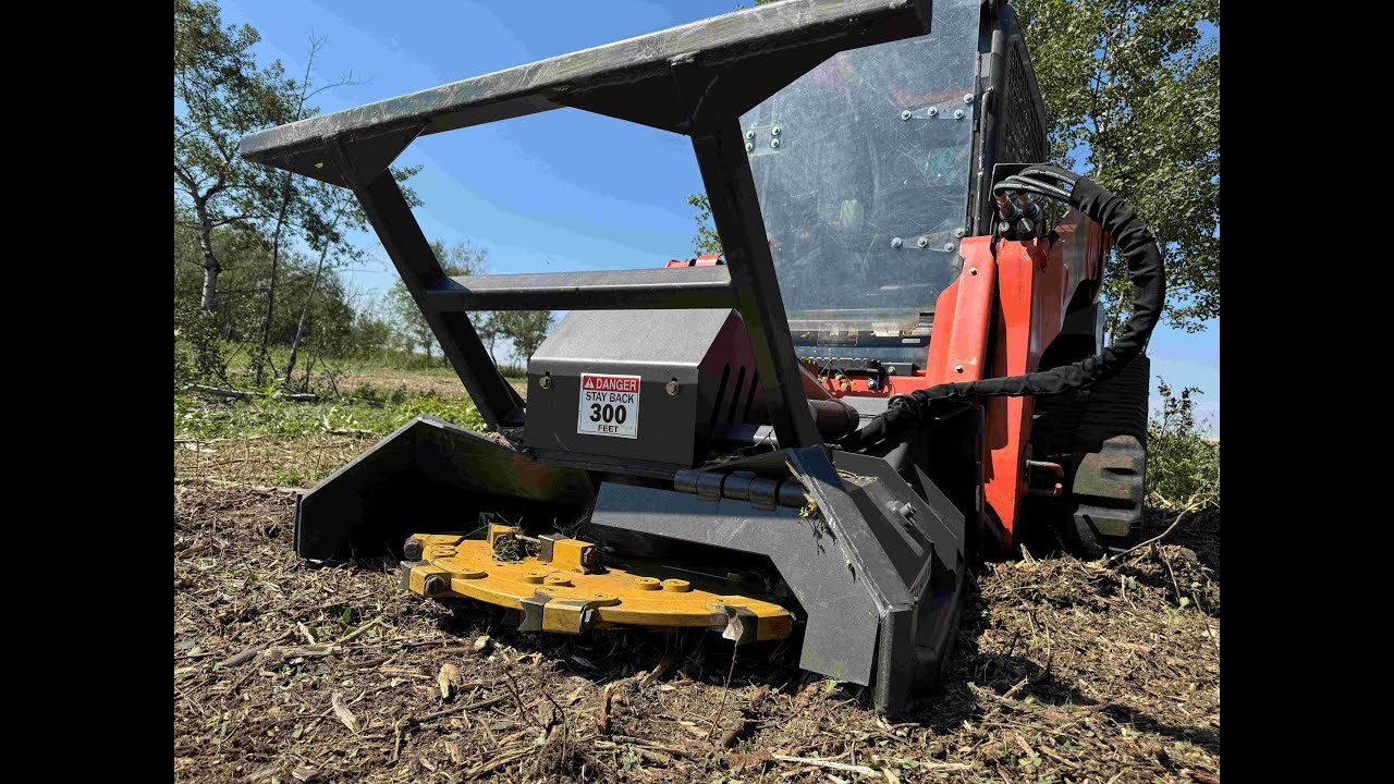 Disc Mulcher Destroys Trees and Brush Fast, Runs on 20-30 gpm Skid Steers