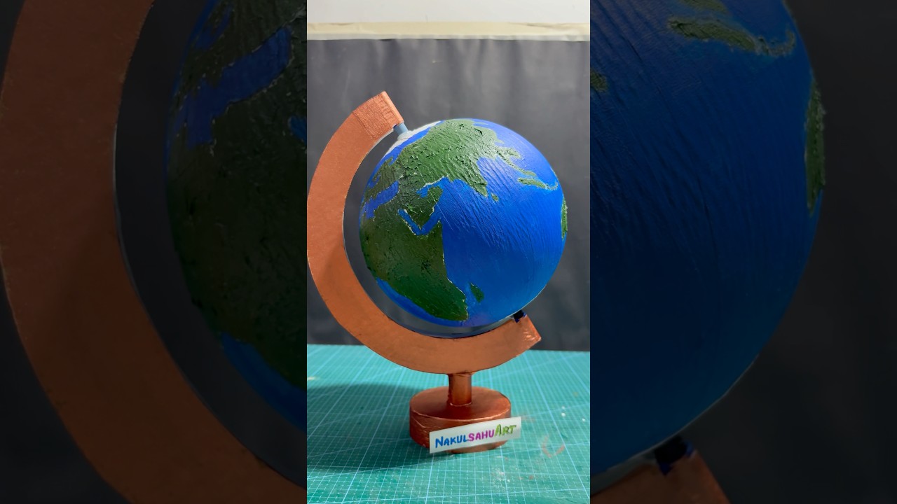 Globe model for school Exhibition_Model of Earth 3d using cardboard and plastic ball 