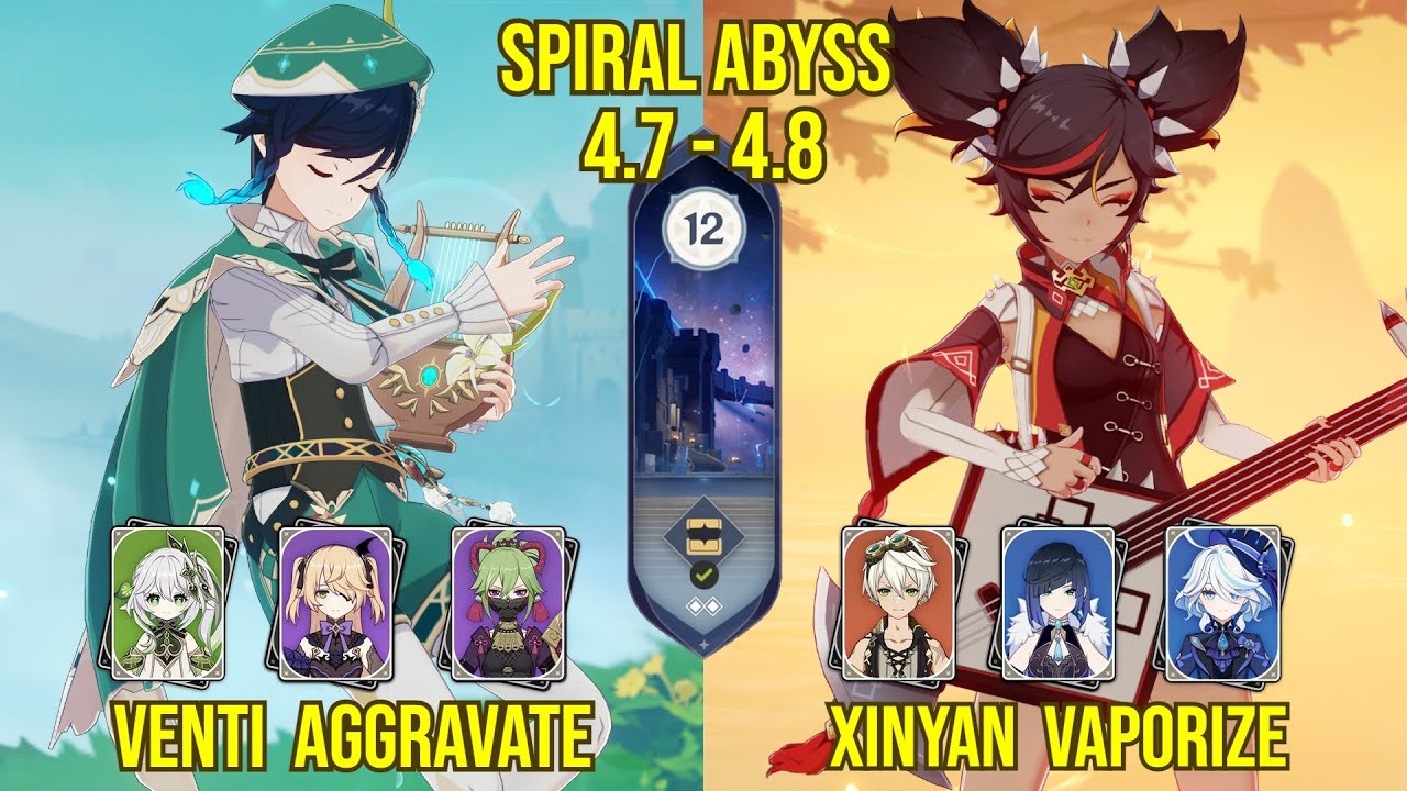 C0 Venti Aggravate & C6 Xinyan Vaporize | Spiral Abyss Version 4.8 - 4.7 | Genshin Impact