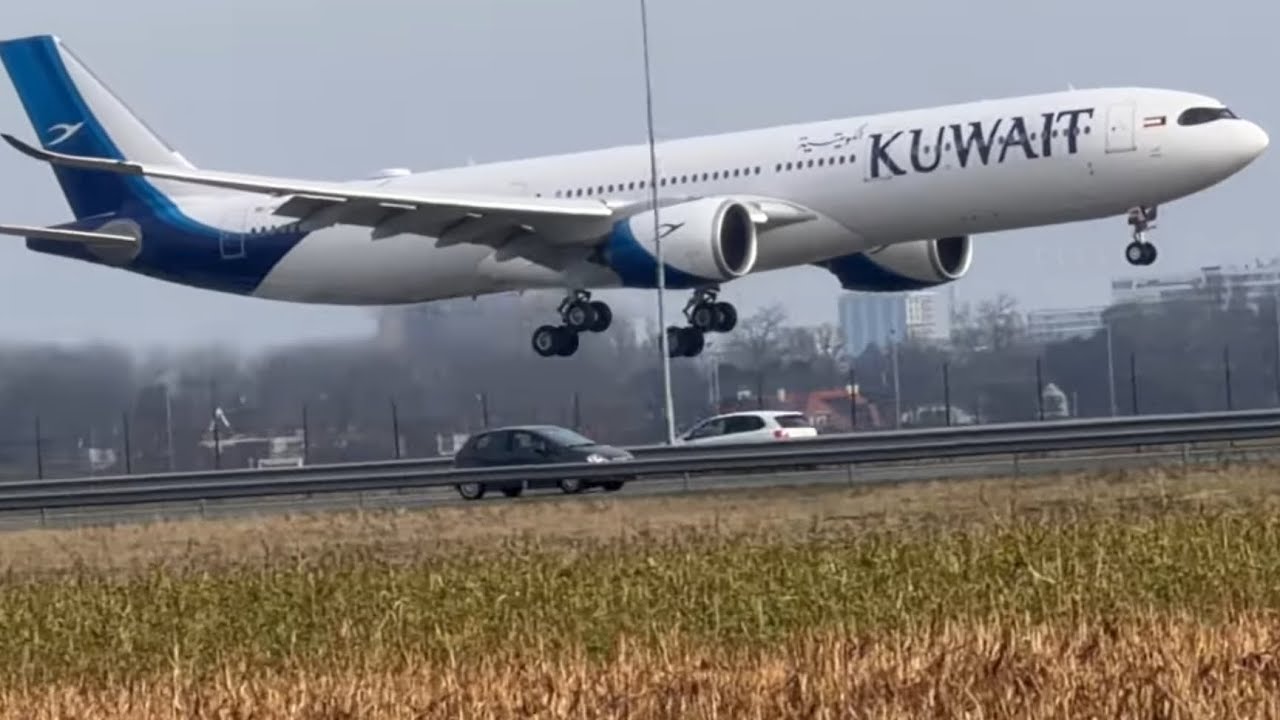 AIRBUS A330-941 KUWAIT AIRWAYS KUWAIT CITY TO AMSTERDAM LANDING SCHIPHOL AIRPORT 9KAPM #aviation